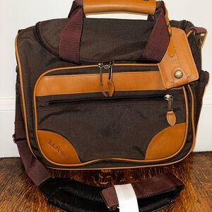 Vintage LL Bean Canvas Travel Bag Luggage Canvas/ Leather Trim EUC.